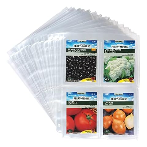 Samsill 50 Pack 4 Pocket Clear Sheet Protectors, Card Protectors for Postcards, Index Cards, Couponing, and Garden Seeds - Each Pocket Measures 3.5" x 5.25", Fits in Standard 3 Ring Binder Cover