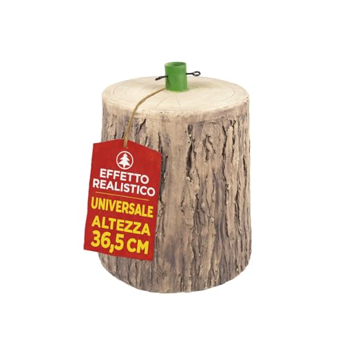 MOHOME Base Albero di Natale Tronco Effetto Legno Realistico 36,5 x 30 cm Ceppo Base Rialzata Supporto Robusto Stabile Resistente Addobbi Decorativi Natalizi