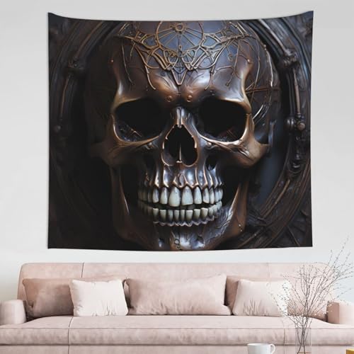 Tapisserie tête de mort couleur cuivre drapé mural TYUMH doux
