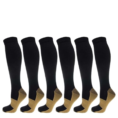 TXLEAPEY 6 Pares de Calcetines de compresión for Mujeres y Hombres, antifatiga, Alivio del Dolor, Medias de compresión graduadas Unisex hasta la Rodilla, 20-30 mmHg(L/XL (50-52))