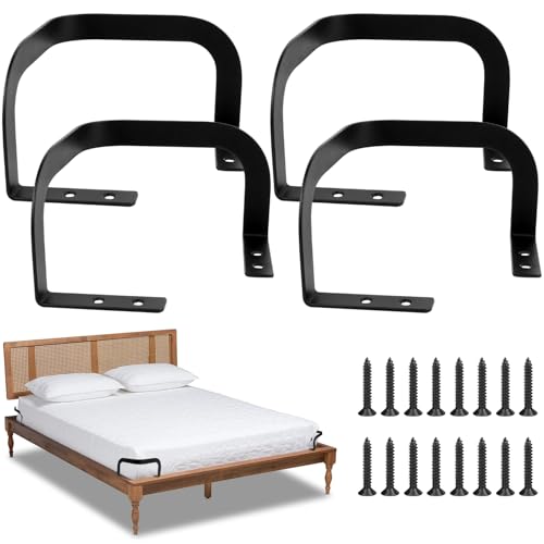 GUOSIYAO Estabilizadores de colchón 4 Piezas sujeta colchones Metal Antideslizante colchon Cuña unir colchones para Paneles de Cama Macizos de Tatami Camas Flotantes (Esquinas Redondeadas Negras)