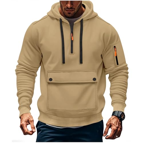 Oversized Zip Up Hoodie Men Casual Tactical Cargo Golf Hoodie Fashion Clothing with Pocket Outdoor
