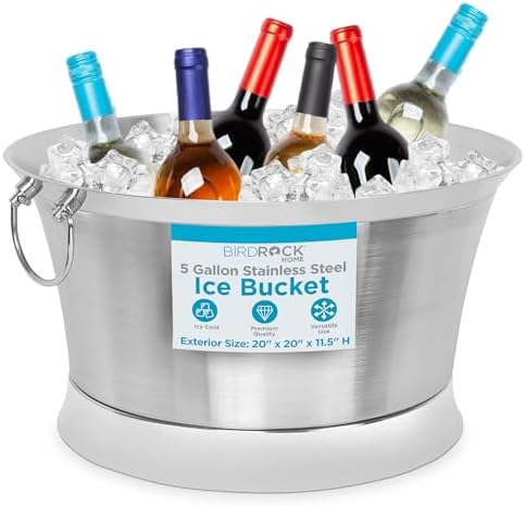 BIRDROCK HOME Double Wall Beverage Tub - Stainless Steel Ice Buck...