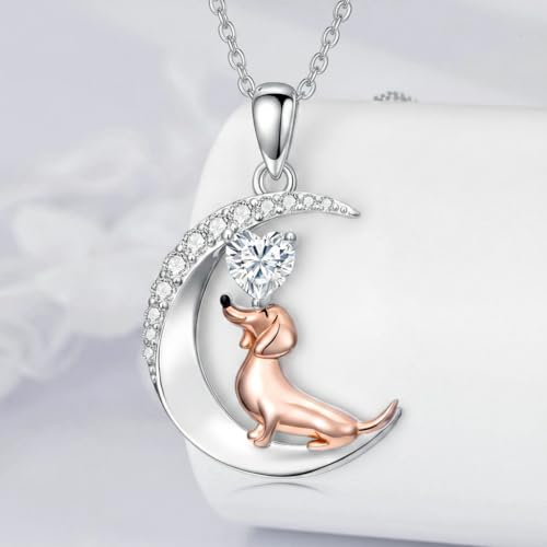 Image of PROESS Animal Birthstone Necklace 925 Sterling Silver Otter /Axolotl /Hippo /Elephant /Dachshund /Monkey /Red Panda Pendant Necklace Animal Birthstone Jewelry Gifts for Women