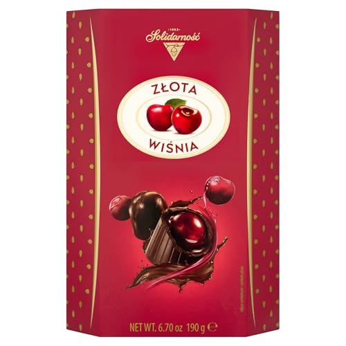 Solidarnosc Golden Cherry Liqueurs 190g Premium Dark Chocolate Cherries Soaked in Liqueur Gift Box for Christmas Thank You Sharing