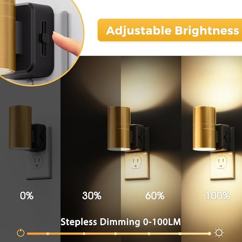 Image of L LOHAS LED Night Light,Dimmable Night Lights Plug into Wall, 2 Pack Automatic Nightlight with Light Sensor, 3000K Soft White 0-100LM Modern Nightlight for Kids Bedroom Hallway