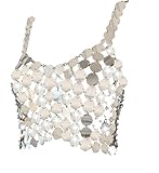 Sequins Metallic Body Chains Bikini Cami Crop Top Bra Halter Backless Beach Swimsuit Wrap Cover Up for Women