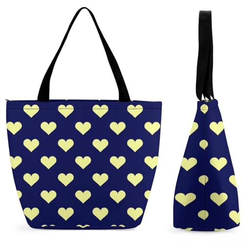 Sac shopping femme cœur jaune grand format voyage bandoulière