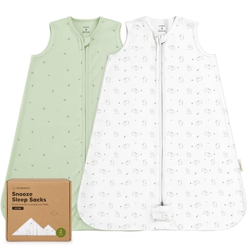 Image of 2-Pack Baby Sleep Sacks, Zipper Wearable Blanket - 100% Organic Cotton 0.5TOG, Soft Lightweight Toddler Sleeping Sack 3-6 months, Easy to Wear Newborn Swaddles Sleepsack (Bunnies, S)