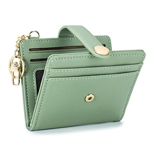 POIUGOYA Slim Wallet for Women, Leather Bifold RFID Blocking Credit Card Holder with Keychain, Zipper Coin Pocket & ID Window