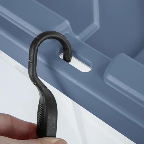 40-Gallon Wheeled Storage Bins (2-Pack) - Heavy Duty Plastic Totes with Lids & Handles - Industrial Garage/Utility Containers for Tools, Camping Gear (36.9" x 21.4") (Clear/Blue) - Image 6