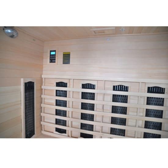 BagnoItalia Sauna à infrarouge 175 x 135 cm en bois hemlock 4 places chromothérapie parfum radio I