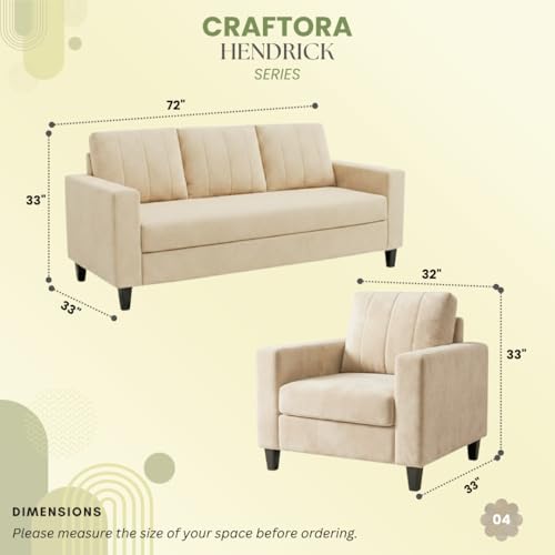Image of Hendrick Plush Velvet 3 Seater + 1 Seater + 1 Seater Sofa Set | Silken Velvet Upholstery | Golden Legs | Designer Set for Living Room & Office Spaces (Cream)