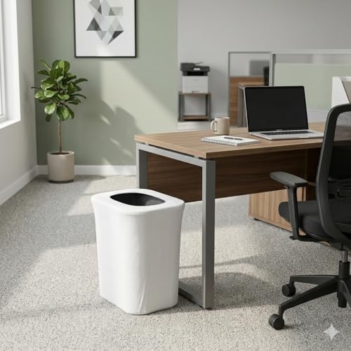 Image of YOUR CHAIR COVERS - 7 Gallon Spandex Office Trash Can Cover - White (Cover ONLY, Trash CAN NOT Included)