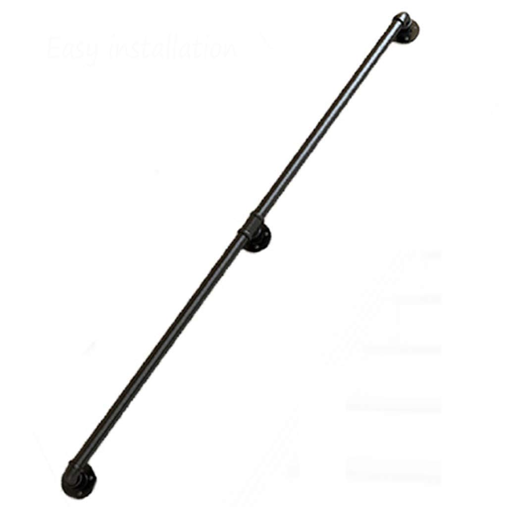 Industrial Handrails for Disabled Outdoor Indoor Stairs Steps - Black Handrail Brackets for Staircases Exterior External Railing Kit Hand Rails