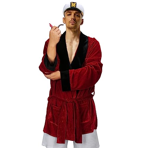 Veste Peignoir de Bain Rouge en Velours pour Vos Soirées Déguisées d'Adulte