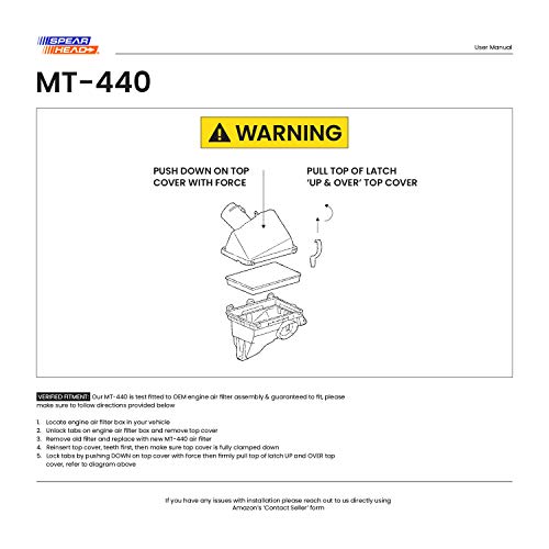 Spearhead Max Thrust Performance Engine Air Filter For All Mileage Vehicles - Increases Power & Improves Acceleration (Mt-440) #TOP1