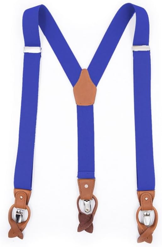 Elastic Band 6 Clips Button Men's Suspenders Solid-color Drawstring Trousers