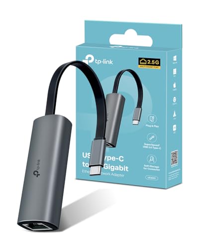 TP-Link Adaptateur LAN USB C 2,5 G - Adaptateur Ethernet RJ45-2500 Mbps - Compatible avec Windows, Mac OS, iPadOS, Chrome OS, Linux OS et iOS, Pliable, UE302C