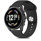 Silicone Band for Fossil Men's Gen 6/5E 44mm/Gen 5 Carlyle/Garrett/Women's Julianna Smart Watch, 22mm Adjustable Soft Silicone Sport Strap Replacement Band for Women Men (Black) -  Meliya