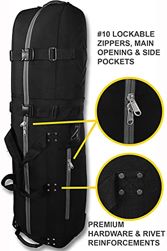New Caddydaddy First Class Premium Padded Golf Club Travel Cover With Wheels - Heavy Duty Golf Travel Bag For Airlines (Black) #TOP4
