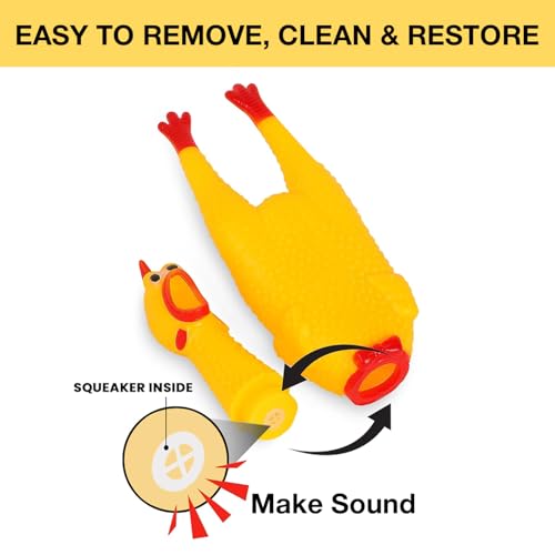 Image of Squeaky Rubber Chicken Dog Toy | Durable Funny Interactive Chew Toy | Loud Squeaky Sound and Stress Relief for Dogs and Puppies | Training Teething Toy | Non Toxic | Prank Noise Maker
