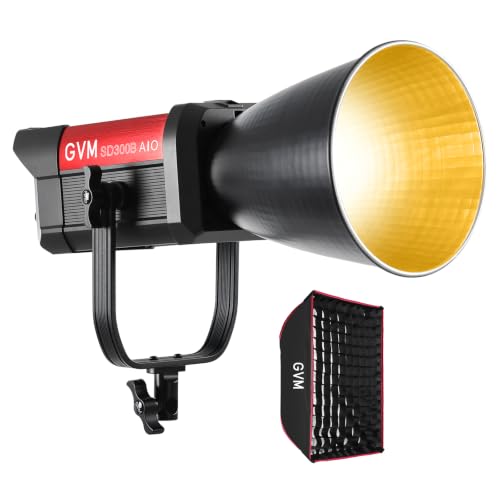 Image of GVM 300W LED Video Light with Softbox, AIO SD300B Photography Lighting Kit with APP Control, 2700K-6800K Studio Light Continuous Lighting Kit for YouTube,Film, 221950lux /1m