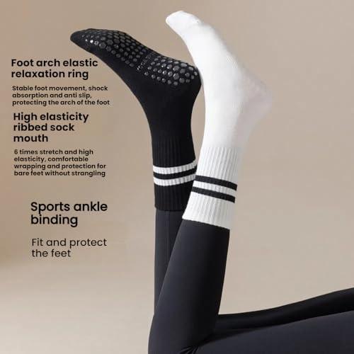 Long Yoga Socks with Grip. Non-Slip Women in Pilates. Ballet. Dance. and Hospital Personalized Multi-Color2