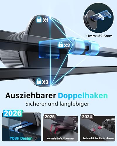 YOSH für MagSafe Autohalterung mit Ladefunktion, [verlängerter Metall-Doppelhaken & N56 Magnete], 15W Schnellladen, magnetische Handyhalterung Auto für MagSafe, für iPhone 12-17 Samsung & Pixel