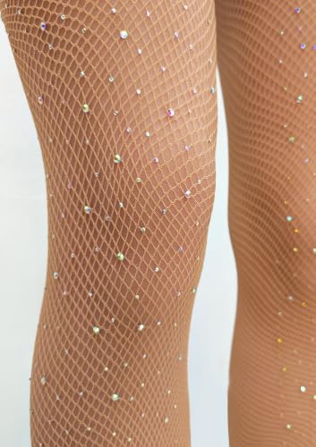 Image of VEBZIN More Sparkly Fishnets Tights Fishnet Stockings Rhinestone Fishnet Tights for Women
