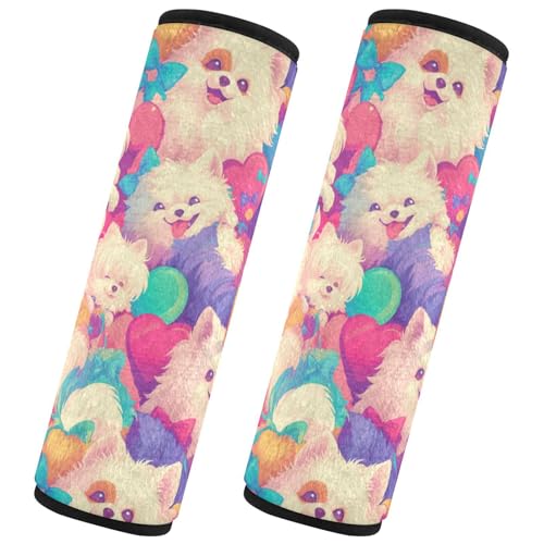Seat Belt Covers 2 Pack Cute Pomeranians Car Seat Strap Covers Super Soft Unicorn Horns Car Seat Neck Cover for Boys Girls Adults Babies S