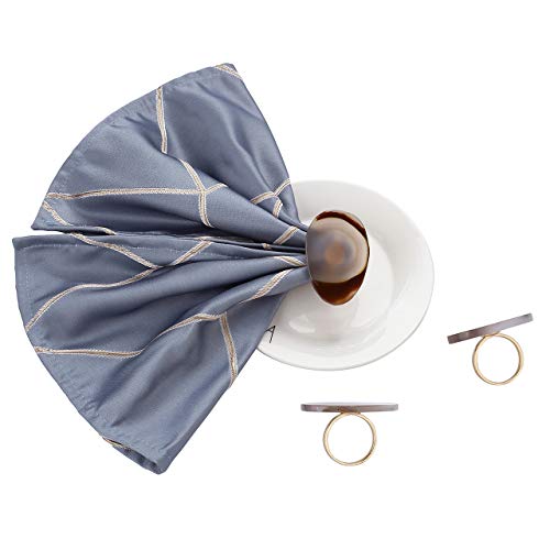 WarmHut Set of 6 Natural Agate Slice Napkin Rings - Unique Napkin Ring Holder for Holiday Christmas Parties Dinner Table Wedding Receptions Valentine's Day(White)