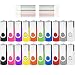 Flash Drive 512MB 20 Pack Bulk, USB Stick Pen Drive AreTop USB2.0 Flash Drive Memory Stick Swivel Thumb Drives for Fold Date Storage (20Pcs-Multicolors)