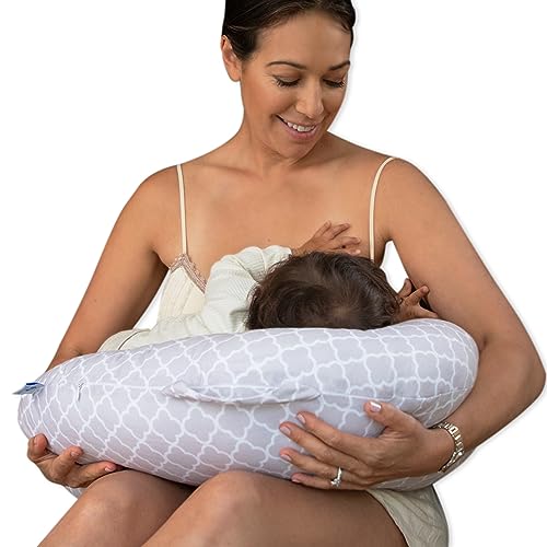 Image of Pharmedoc Nursing Pillow for Breastfeeding, Large Size Breastfeeding Pillows for More Support for Mom and Baby, Bottle Feeding Ergonomic Design and Removable Cotton Cover, Arabesque