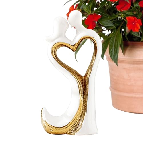 Luckxing de Estatua de Pareja, Figura de Pareja | Esculturas románticas para Parejas con corazón Hueco - Estatua de Aniversario de Boda, esculturas de Amor, decoración del hogar para San