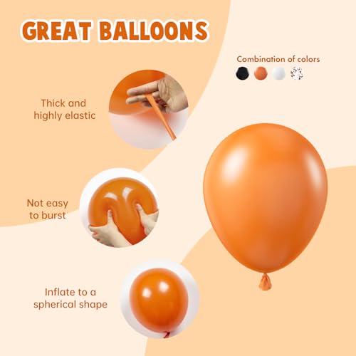 Image of 60pcs Orange and Black White Halloween Balloons, 12inch Black Orange White Latex Confetti Balloons for Ghost Halloween Birthday Party Decorations