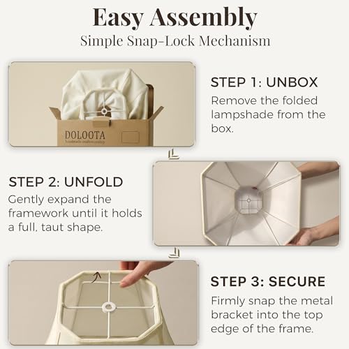Image of Lamp Shades Set of 2, Cream Medium (6.5 inch Top x 13 inch Bottom x 10.8 inch High), Octagonal Fabric Replacement Lampshade for Table Lamps(Spider Fitter), Classic & Traditional Decor (Harp Not Included)