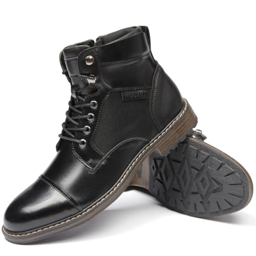 Men's Ankle Boots Motocycle Boots Lace-up Cap Toe Casual Chukka Boots with Side Zipper4