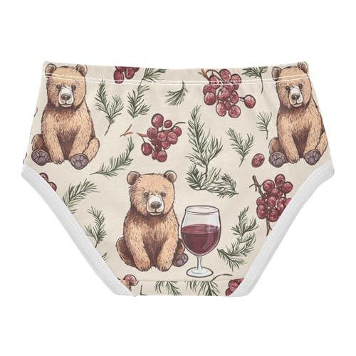 ZZKKO Bear and Grape Wine Girls Underwear Toddler Panties for Girls Comfort Brief Size 2T-8Y2