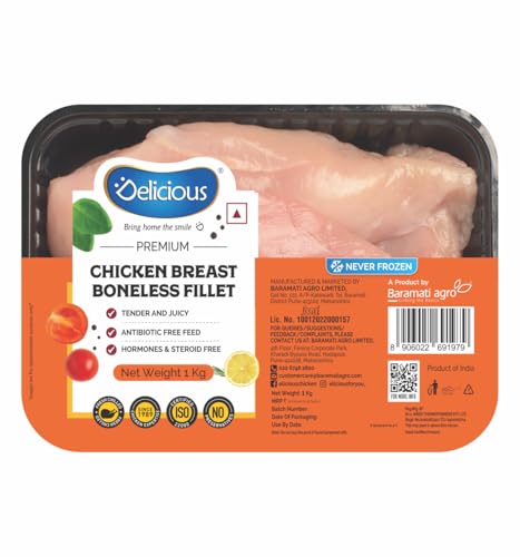 Image of Elicious Chicken Breast Boneless Fillet 1 Kg| Boneless | Skinless | Antibiotic-Residue-Free | Fresh | Never Frozen