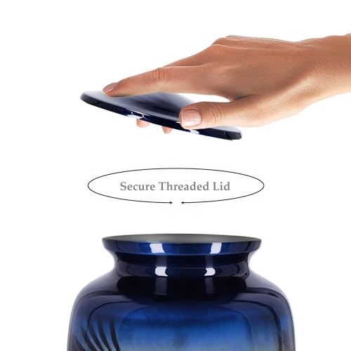 Image of Trupoint Memorials Cremation Urns for Human Ashes, Military and Patriotic Decorative Burial Urn for Veteran Adult Men and Women, Large Blue