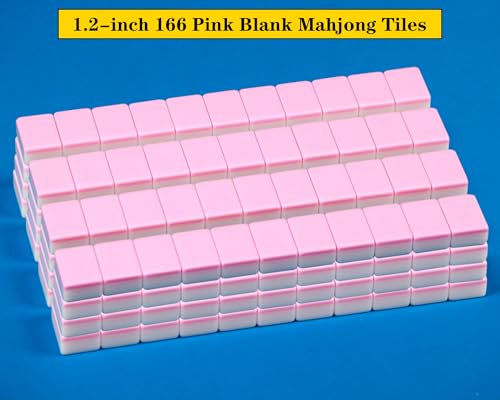 166 Fichas Mahjong en Blanco Rosa 1.2 pulgadas miniatura 7