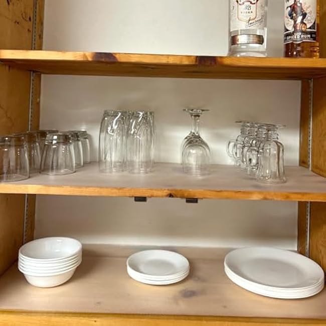 Shelf Liner for Kitchen Cabinets 20 Inch Wide X 20 Ft Non Adhesive Cabinet Drawer Liners Non Slip Waterproof Strong Grip Clear Closet Pantry Shelf Liner Cupboard Refrigerator Bathroom Drawer Mat