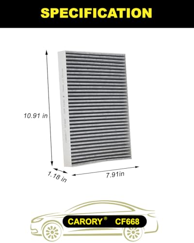 Image of CARORY Cabin Air Filter w /Activated Carbon for Chrysler 300 (2011-2023), Dodge Charger (2011-2023), Challenger (2011-2023), OE# 68071668AA, CF11668, XC26176, C26176, CF668