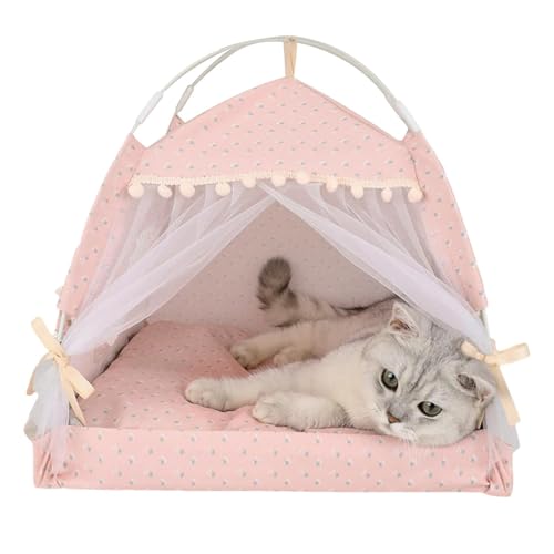 Cama de casa para gatos – Cómodo abrigo de cama de estilo carpa que ofrece una estructura ligera, estabilidad reforzada, almacenamiento plegable, portabilidad conveniente, accesorio interior elegante