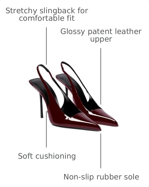 Image of THESHY Women's Pointed Toe High Stiletto Heels Slingback Stretch Slip-on Pumps Backless Patent Leather Fashion Dress Shoes for Women