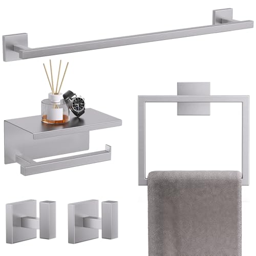 TQKAG 5-Pieces Brushed Nickel Bathroom Hardware Accessories Set 23.6