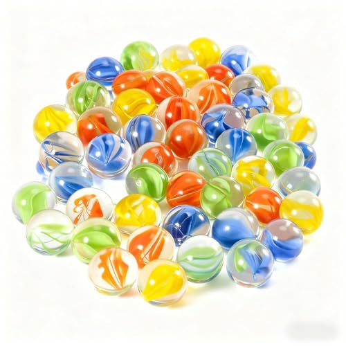 Skylety 100Pcs 4 Colors Glass Marbles – 14mm & 16mm Sizes for Marble Bounce Games, Chinese Checkers, Decor & More