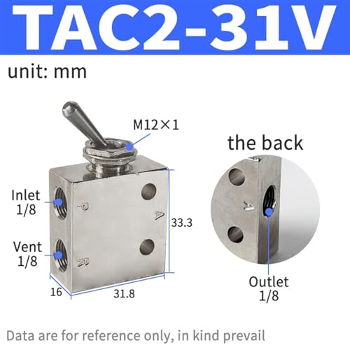 Válvula neumática TAC2-31V de 5 vías e interruptor de palanca de 2 posiciones 3