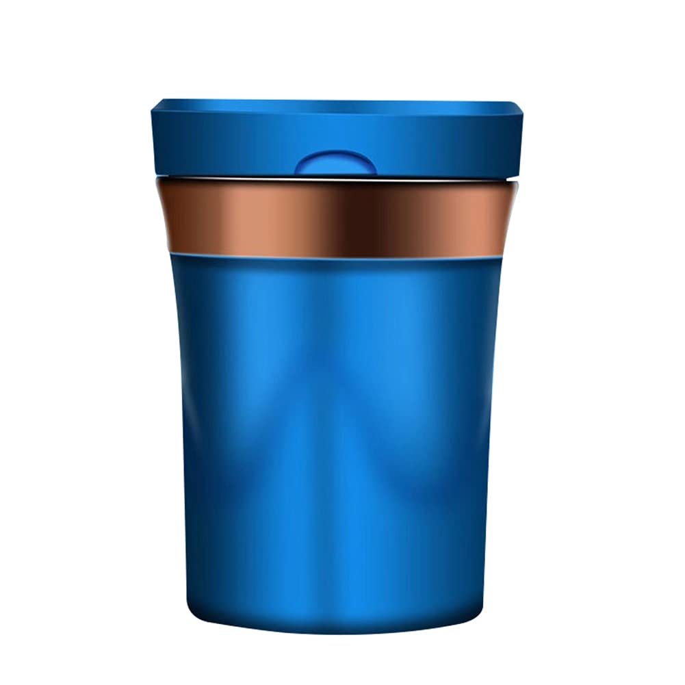 Surakey Car Ashtray Detachable, Ceramics Car Ashtray with Lid, Blue Led Light and Removable Lighter Solar Energy and USB Dual Charging Windproof for Most Car Cup Holder (Blue)